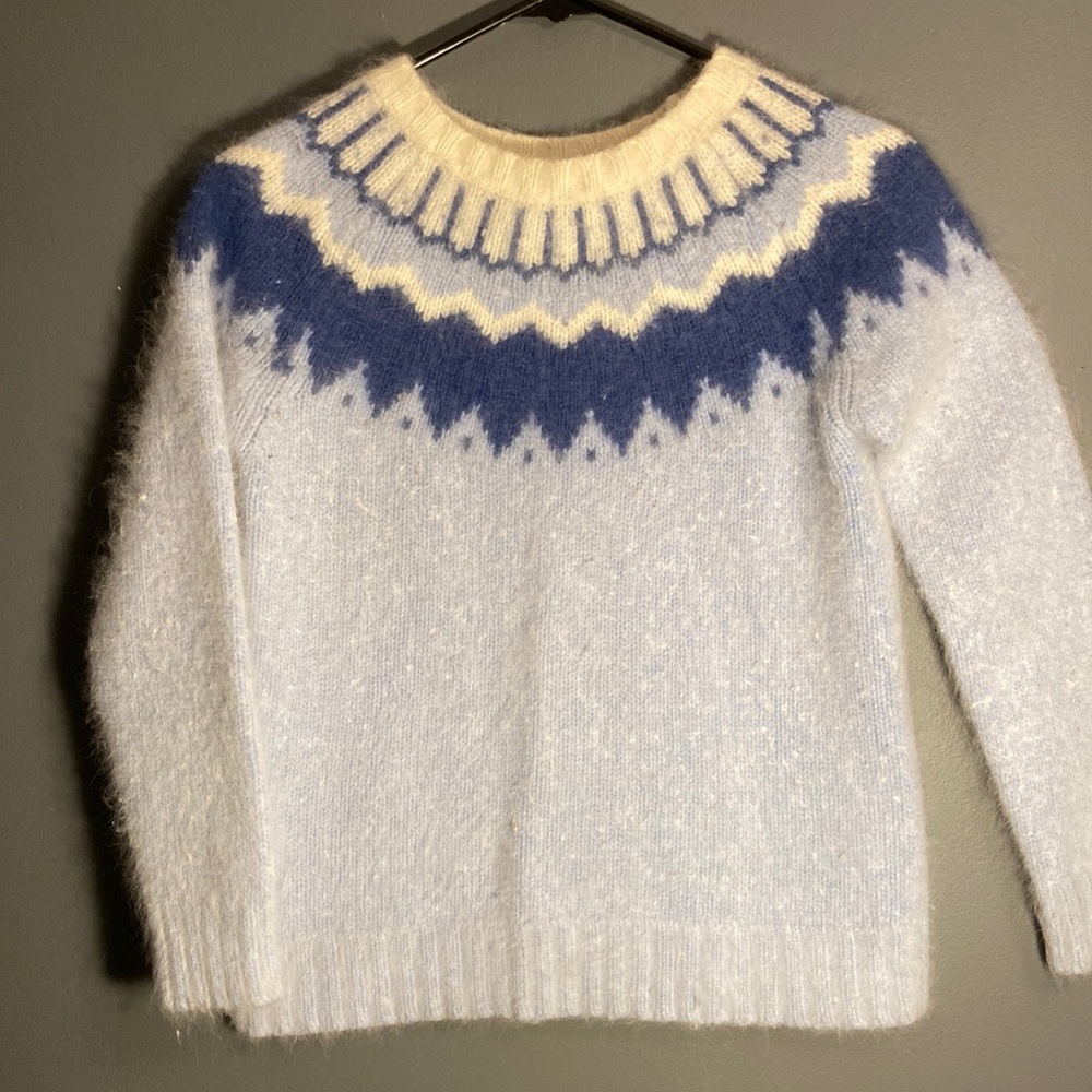 Super Soft Fuzzy Blue/Cream Sweater by White Stag S